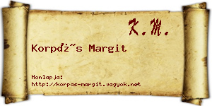 Korpás Margit névjegykártya